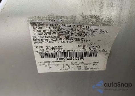 2011 Ford Taurus Limited from USA, damaged, VIN 1FAHP2FW8BG178308